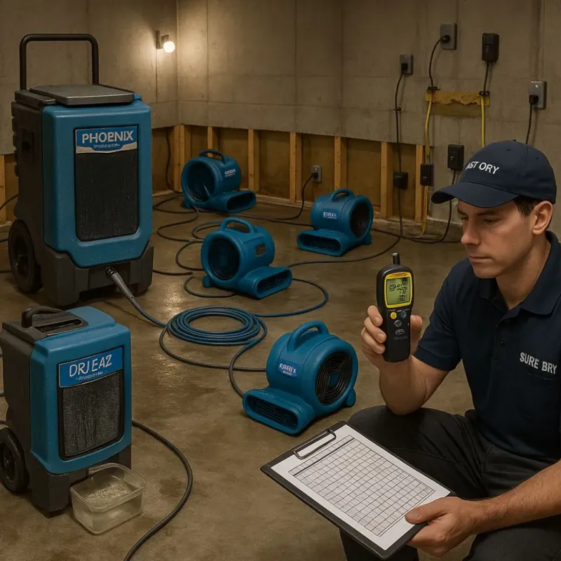 Structural Drying and Dehumidification process in Addison, VT